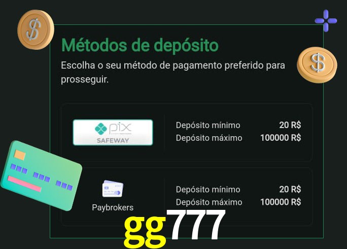 O cassino gg777 oferece uma grande variedade de métodos de pagamento